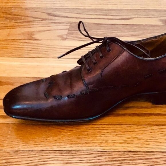 Sergio Rossi Men\'s Burgundy Brogue Designer Italian Leather Oxfords US8 EU41 UK7 main image 11